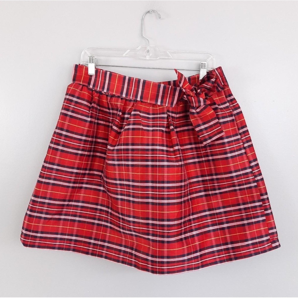 NWT Crown & Ivy Holiday Party Plaid Mini Skirt blue & red
